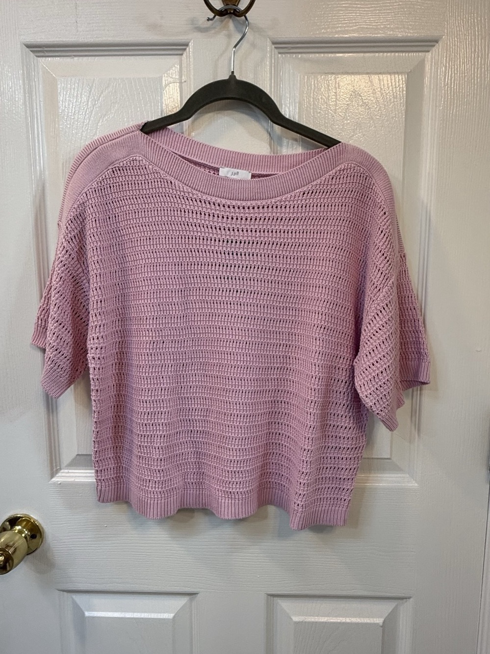 J.Jill Open Knit Crewneck Sweater in Pink Size XS NWT